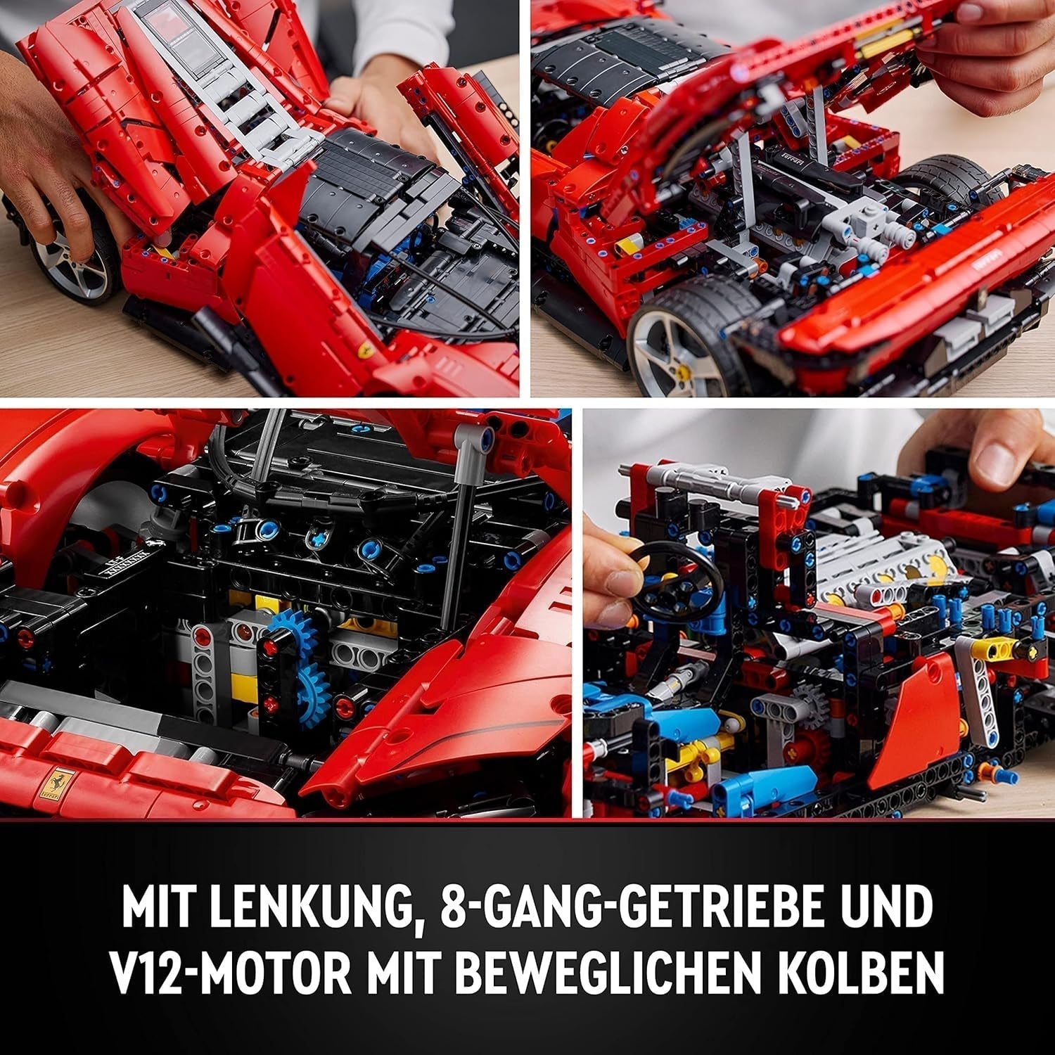 Stavebnice LEGO Technic Ferrari Daytona SP3 v měřítku 1:8, červený supersportovní vůz, rozšířený sběratelský předmět modelu auta, konečný koncept auta 42143 Stavebnice Besuche den LEGO-Store