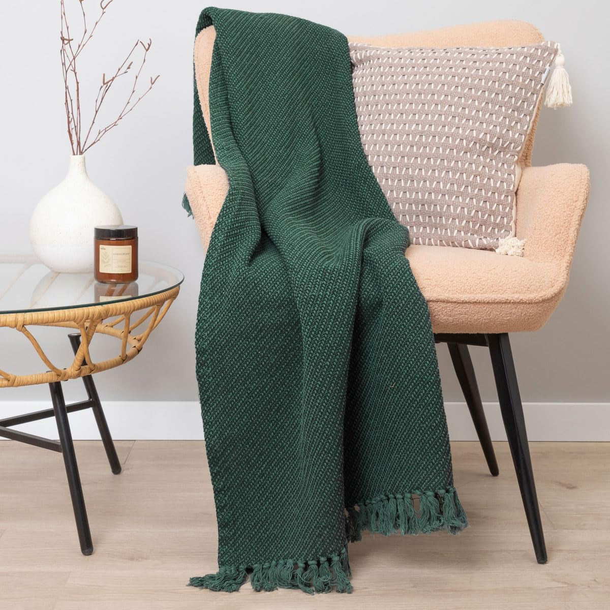 HOMLA Morris kostkovaná bavlněná třásňová deka - měkká a pohodlná deka Bavlněná deka - jemná látka 130 X 170 cm Ecru Postele a deky Besuche den HOMLA-Store Greetings