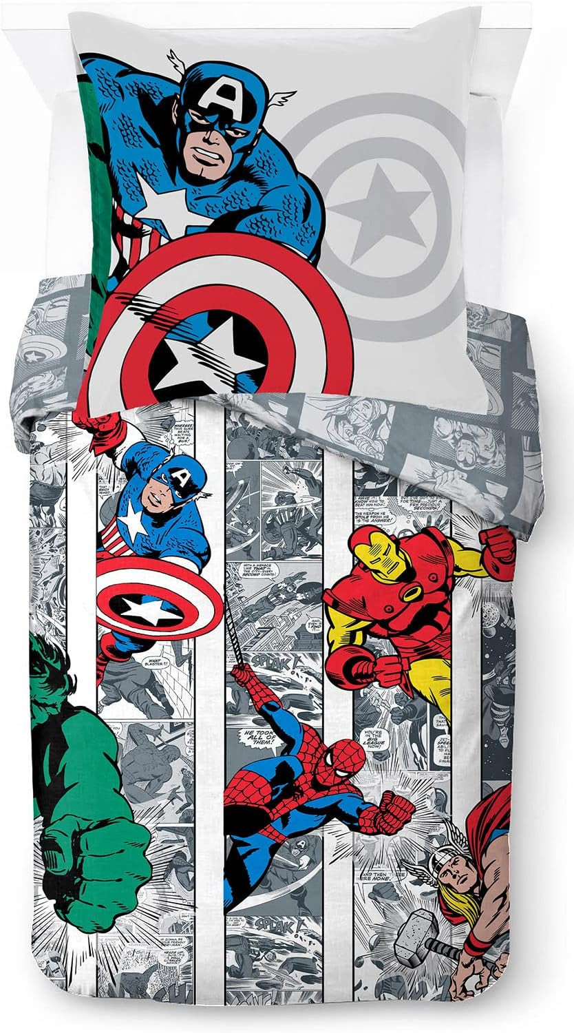 Povlečení pro děti, unisex, princezny a superhrdiny, 100% bavlna Povlečení pro děti Naty Shop Multicolor - Avengers 135X200/80X80 (2 kusy)