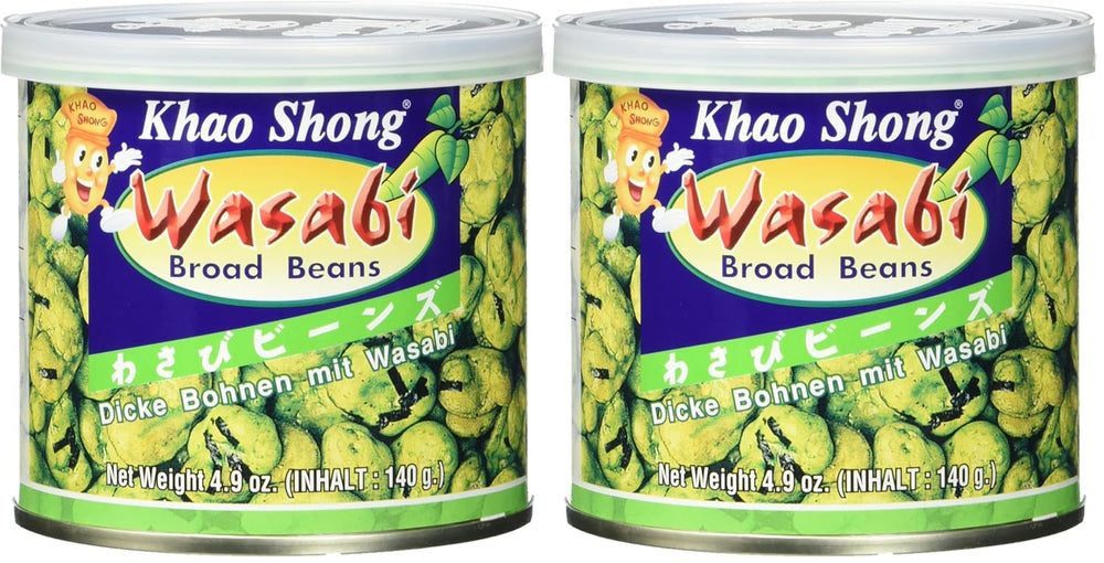 Khao Shong smažený zelený hrášek s wasabi, křupavý hrášek v pikantním těstíčku, nízkotučná alternativa k ořechům, středně pikantní, 1 plechovka 140 g | 140 g (1 balení)