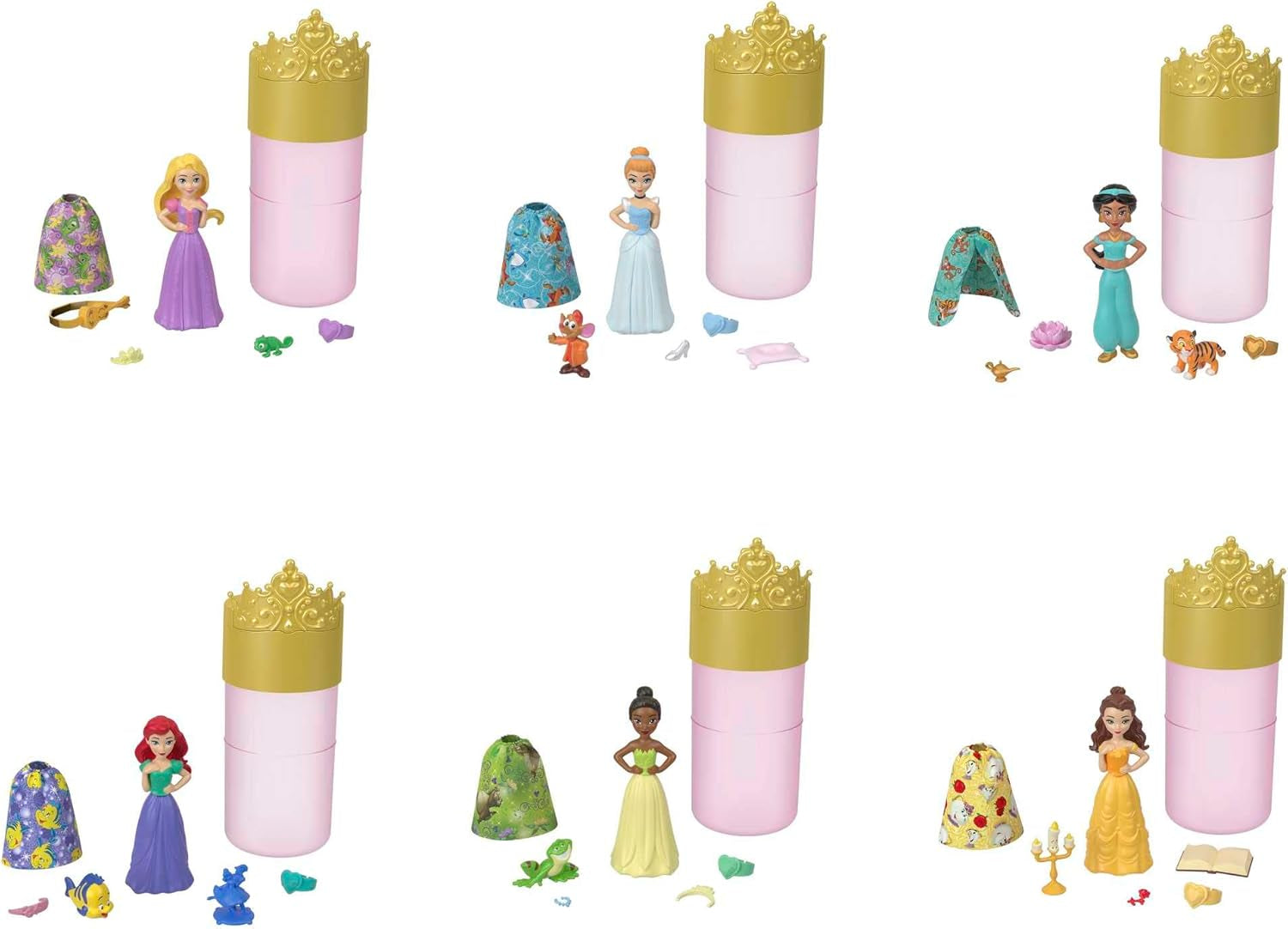 Disney Prinzessin-Spielzeug, Royal Color Reveal-Puppe s 6 Überraschungen zum Auspacken, Freundschaft-Serie s figurkou přátel, inspirací Disney-Filmen