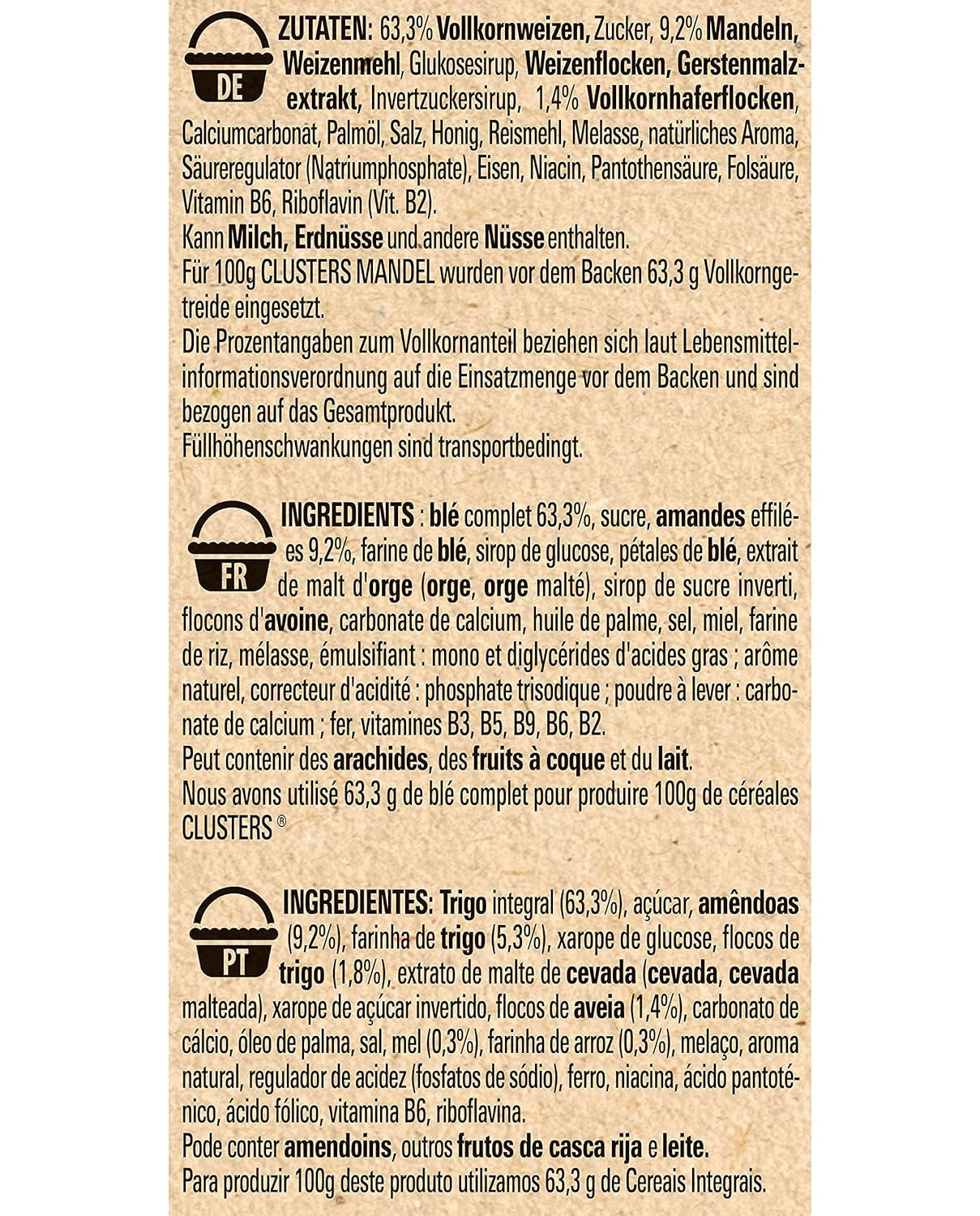 Nestlé Clusters Almond, lahodná snídaňová cereálie s křupavými mandlovými lupínky, 1 balení (1 x 325 g)