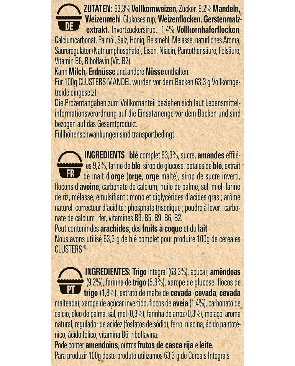Nestlé Clusters Almond, lahodná snídaňová cereálie s křupavými mandlovými lupínky, 1 balení (1 x 325 g)