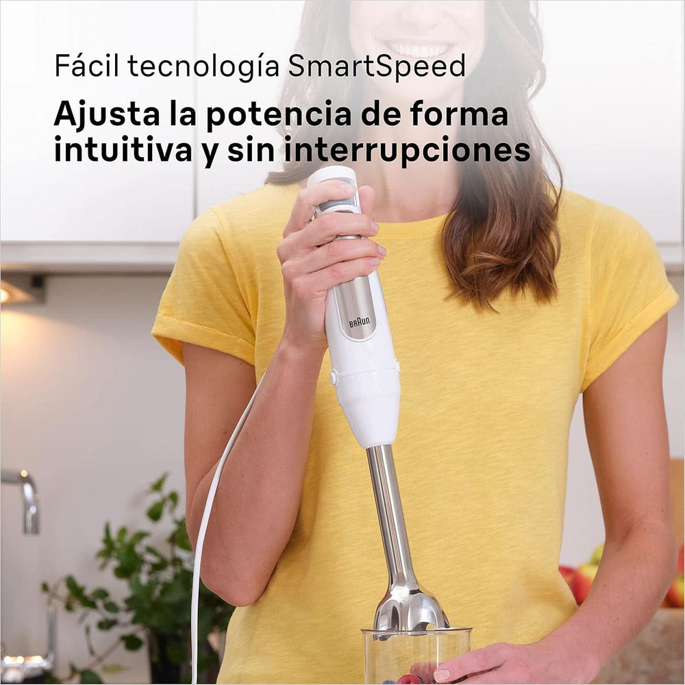 Braun Homehold Hogar Multiquick 7 Armmixer, Spritzschutz-Technologie, Spülmaschinenfest, Bpa-Freier Kunststoffbecher, MQ7000, 1000 W, Weiß Kitchen Naty Shop