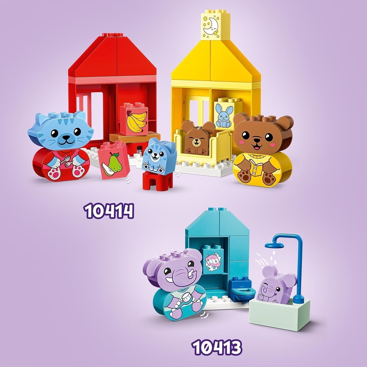 LEGO DUPLO Everyday Routines: Jídlo a spaní, výuková hračka pro batolata na podporu sociálního a emocionálního rozvoje, se 4 figurkami zvířat, dárek pro děti od 18 měsíců 10414 Stavebnice Besuche den LEGO-Store