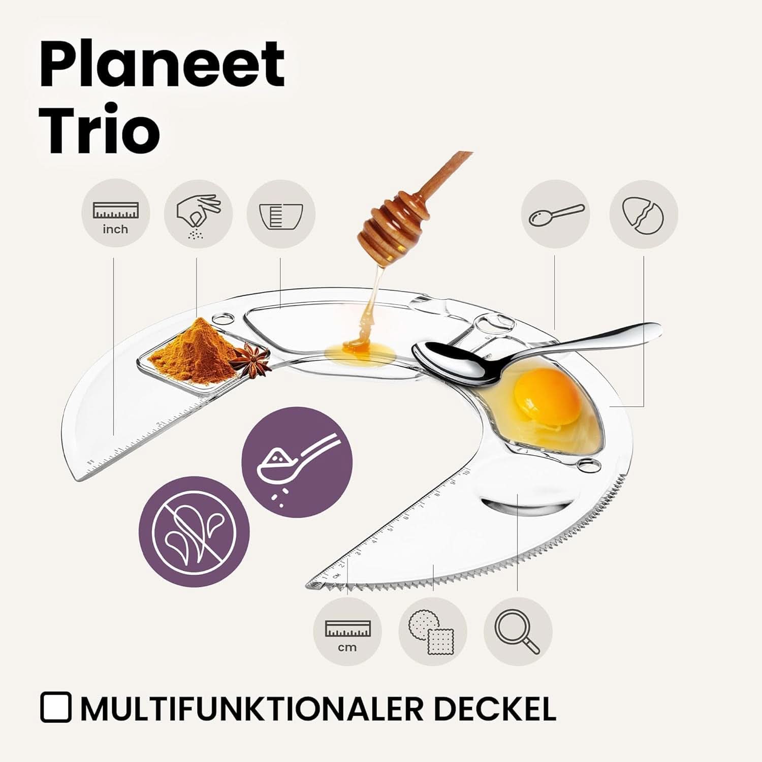 ZEEGMA PLANEET TRIO Planetenroboter, 1500 W, Multifunkční Küchenmaschine Mit 3 Schüsseln 4 L, 4,5 L Und 5,2 L, 10 Betriebsgeschwindigkeiten, Mixer Mit Haken, Schneebesen (Schwarz) Matka a dítě Naty Shop