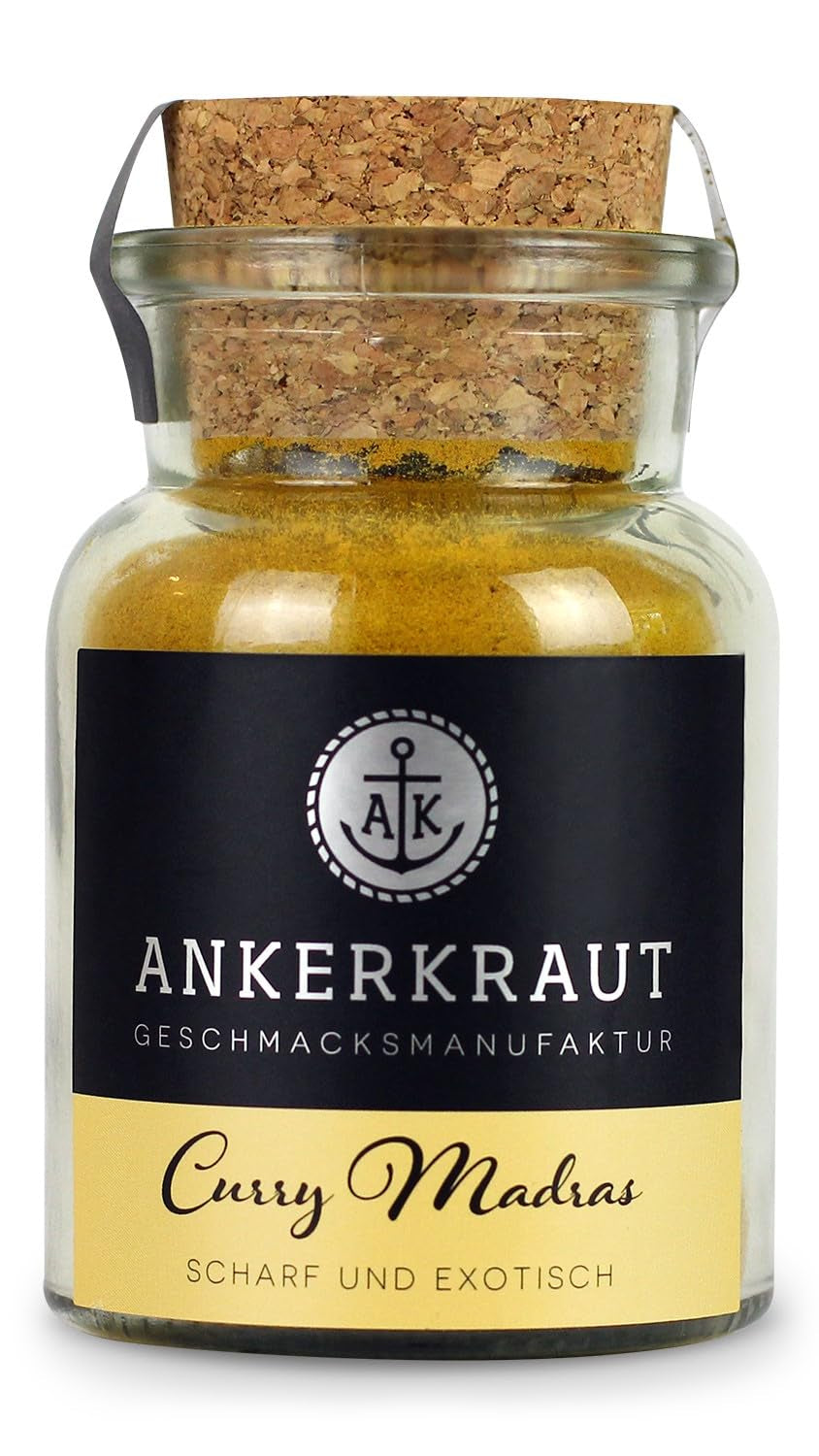 Ankerkraut Curry Madras, frisch-fruchtiges Curry-Pulver passend zu Fleisch, Fisch & Gemüse, s chilli, leicht scharf, 130 g im Aromadichten Beutel