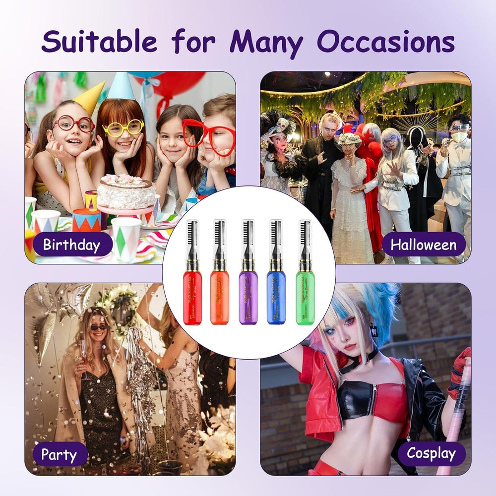 Vopsea de păr temporară 5 culori Ceară de păr colorată Mascara de păr Vopsea de păr temporară Mascara pentru fete și femei Vopsea de păr lavabilă Cretă potrivită pentru zile de naștere Cosplay DIY Halloween Vopsea pentru par Naty Shop