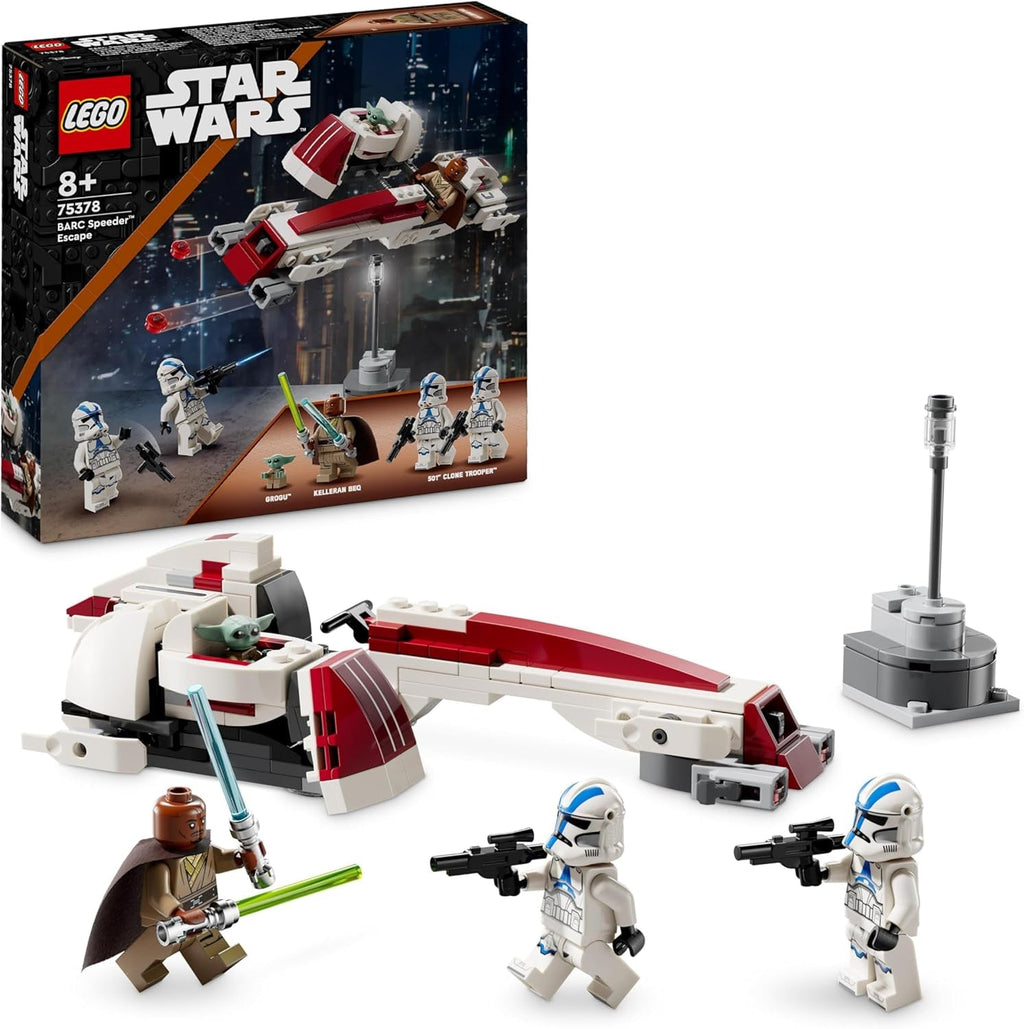LEGO Star Wars Escape With The BARC Speeder, the Mandalorian Set, Toy Bike With Sidecar, Includes The Figures Kelleran Beq And Grogu, Gift For Boys And Girls From 8 Years 75378 Seturi de constructie Besuche den LEGO-Store Cărămidă de jucărie