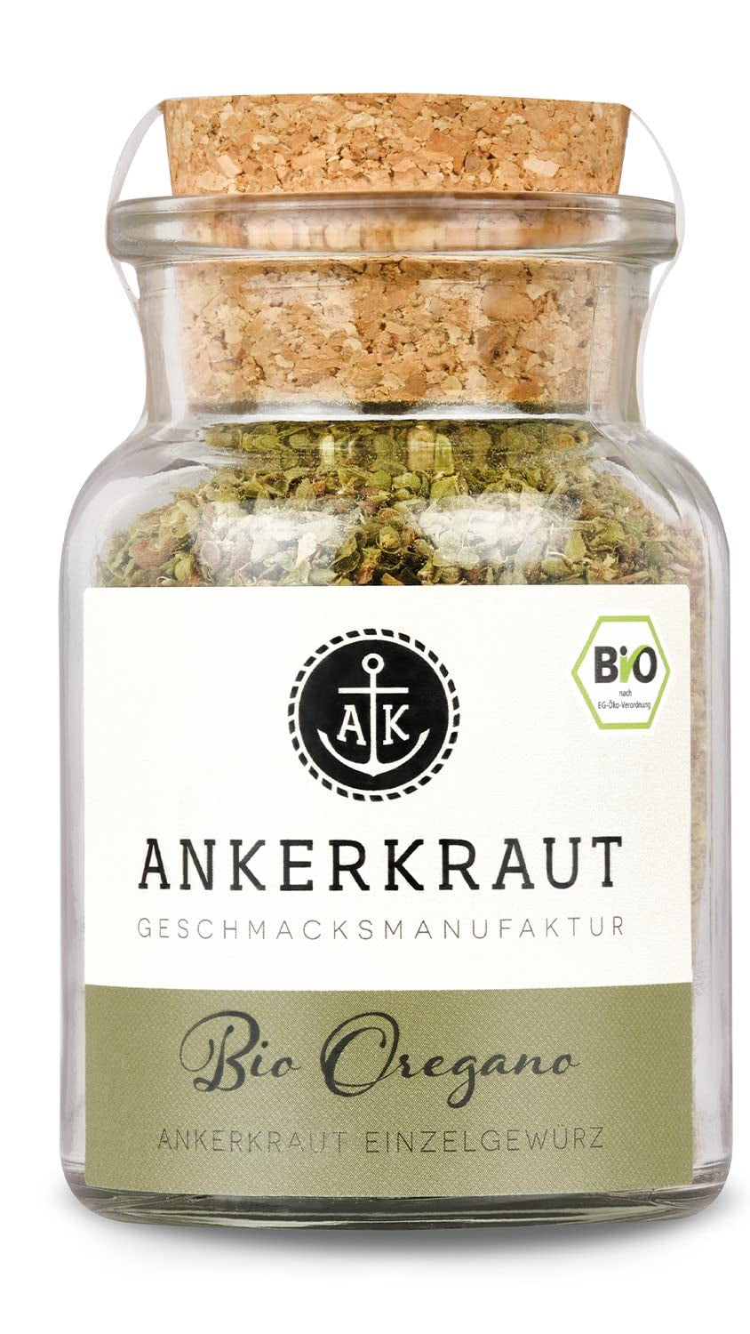 Ankerkraut BIO Oregano, gerebeltes Küchen-Kraut, 15 g v korkovém skle, Bio-Qualität zum selber Sürzen, Gewürz mediterranean Küche für Pizza & Pasta