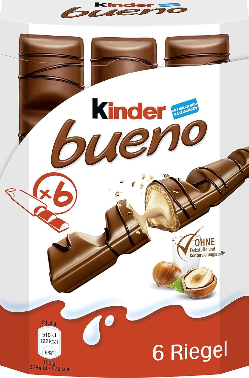 Kinder Bueno Mini – křupavé oplatkové čokoládové tyčinky, mléčná smetana a lískové oříšky a jemná mléčná čokoláda – karnevalové pochoutky – 1 sáček mini jednotlivě balených tyčinek (1 x 108 g)