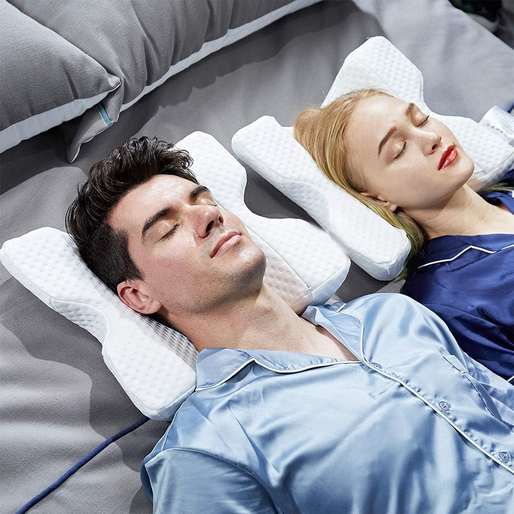 MINGZE Multifuncțional Memory Foam Pillow Neck Pillow Foam, Bow U-Shaped Neck Pillow, Slow Rebound Sleeping Pillow Rebound Pressure Pillow, Pillow Ice Silk for Hand And Neck Protection Perne ortopedice cervicale Naty Shop