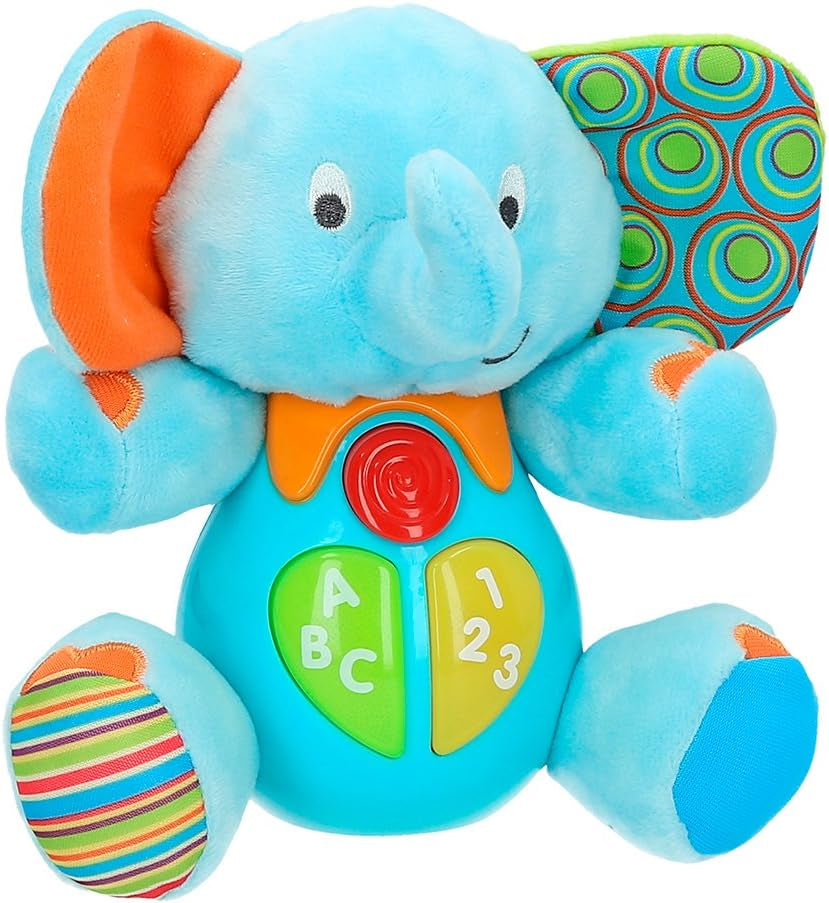 winfun 85178 elefant de jucărie moale pentru bebeluși, vorbitor și cu lumini colorate, limba: spaniolă Jucarii Bebe Naty Shop Elefant