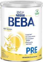 BEBA PRE Počáteční mléko od narození, dětská výživa s DHA, pouze laktóza, bez palmového oleje, balení 3 (3 x 800 g) Naty Shop