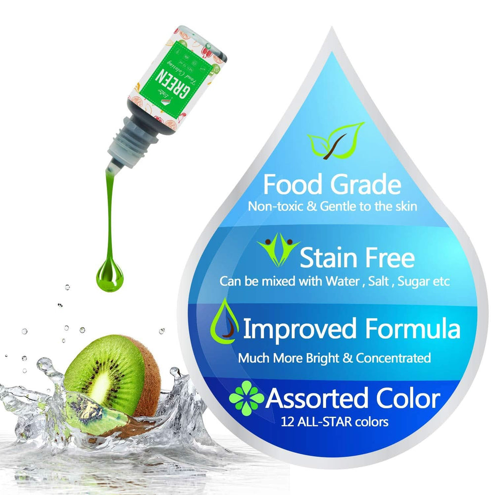 Sada 12 tekutých potravinářských barviv, každá barva Naty Shop 10 ml