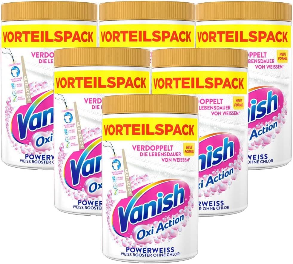 Vanish Oxi Action Powerwhite Powder - 1 X 1,125 Kg - prášek na odstraňování skvrn a zlepšení prádla bez chlóru - na bílé prádlo Naty Shop Laundry Detergents 6 x 1,65 Kg