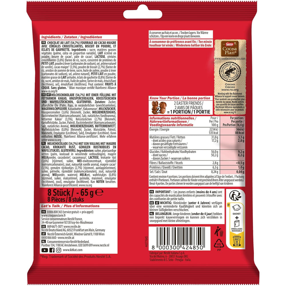 NESTLÉ Easter Friends Mini velikonoční figurky s mléčnou čokoládou s křupavými kousky, balení 2 ks (1 x 65 g)