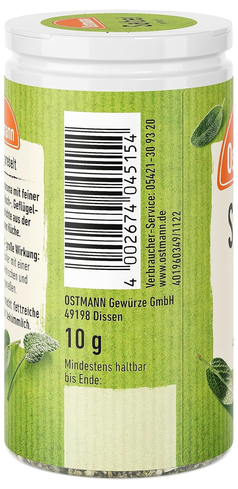 Ostmann Gewürze - Sage gerebelt | Würziges Kräuteraroma für Fleisch- und Gemüsegerichte | 10 g v dávce