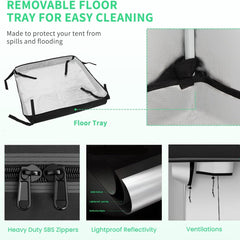 Pěstební stan 80x80x180cm Pěstební stan s odnímatelným vodotěsným podnosem Ideální velikost pro hydroponii