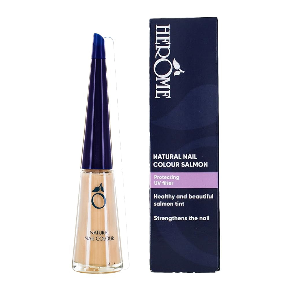 Herome přírodní růžový lak na nehty s posilujícím efektem - Lak na nehty vhodný pro francouzskou manikúru - Posilovač nehtů se svěží růžovou barvou - 10ml.