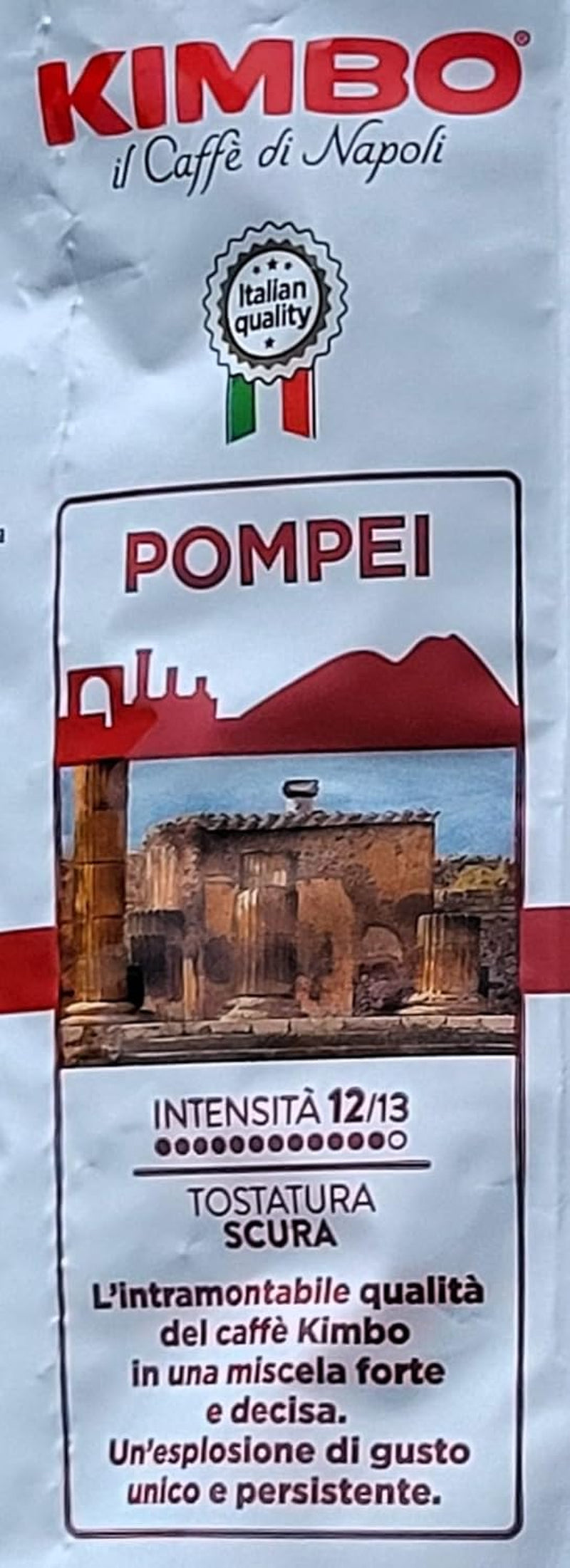 Boabe întregi de cafea Pompei, prăjire intensă, pungă de 1 kg