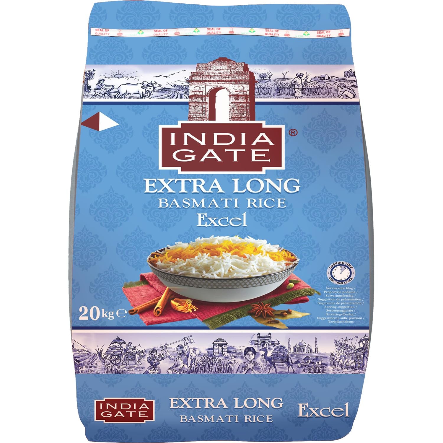 INDIA GATE Premium Basmati rýže – Jemná dlouhozrnná rýže, aromatická, z Indie, jemná dlouhozrnná (1 x 5 kg)