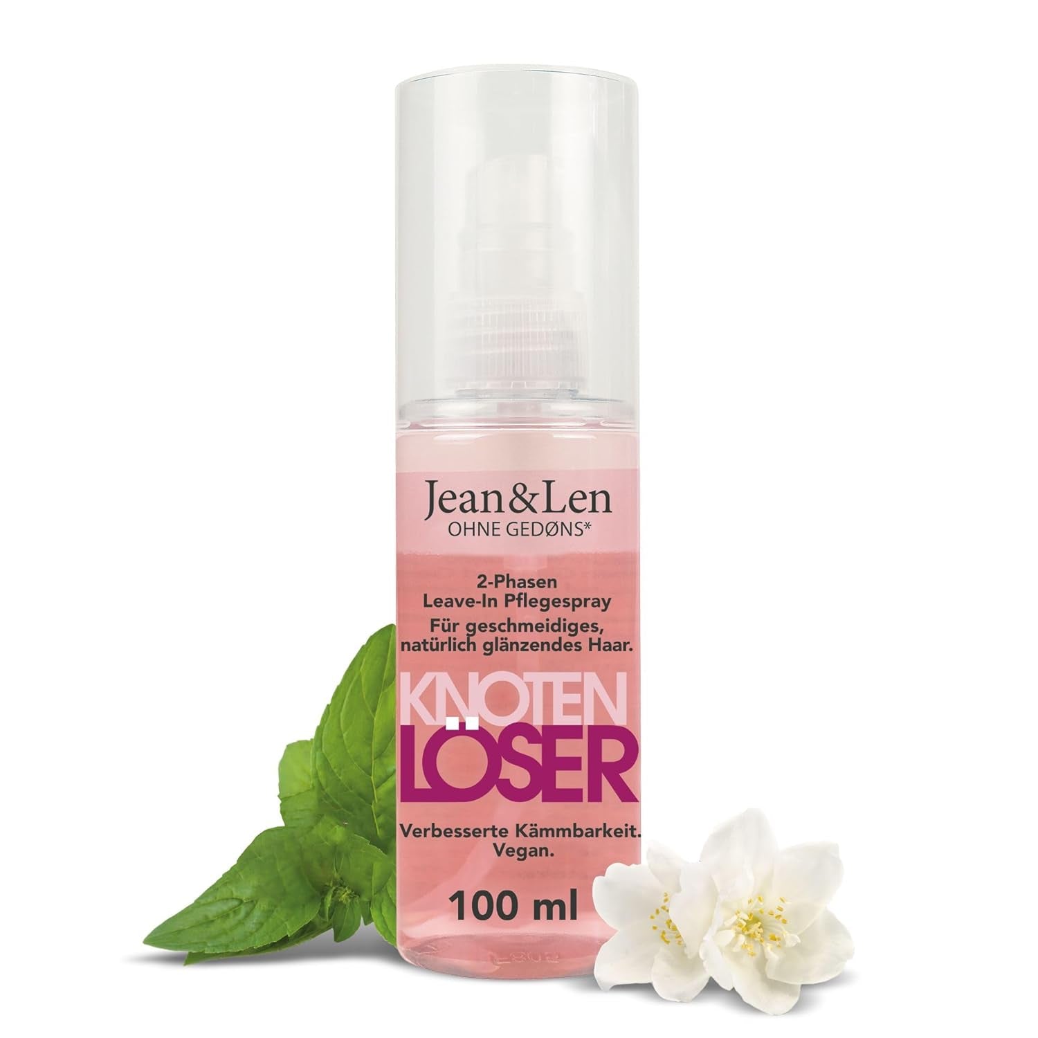 Jean & Len Knot Remover 2-Phase Leave-In Conditioning Spray, potrivit pentru toate tipurile de păr, descurcă părul și îmbunătățește pieptănabilitatea, parfum proaspăt, descurcare, fără siliconi și parabeni, vegan, 100 ml Produse pentru descurcarea părului Naty Shop 100 Ml (1 pachet)
