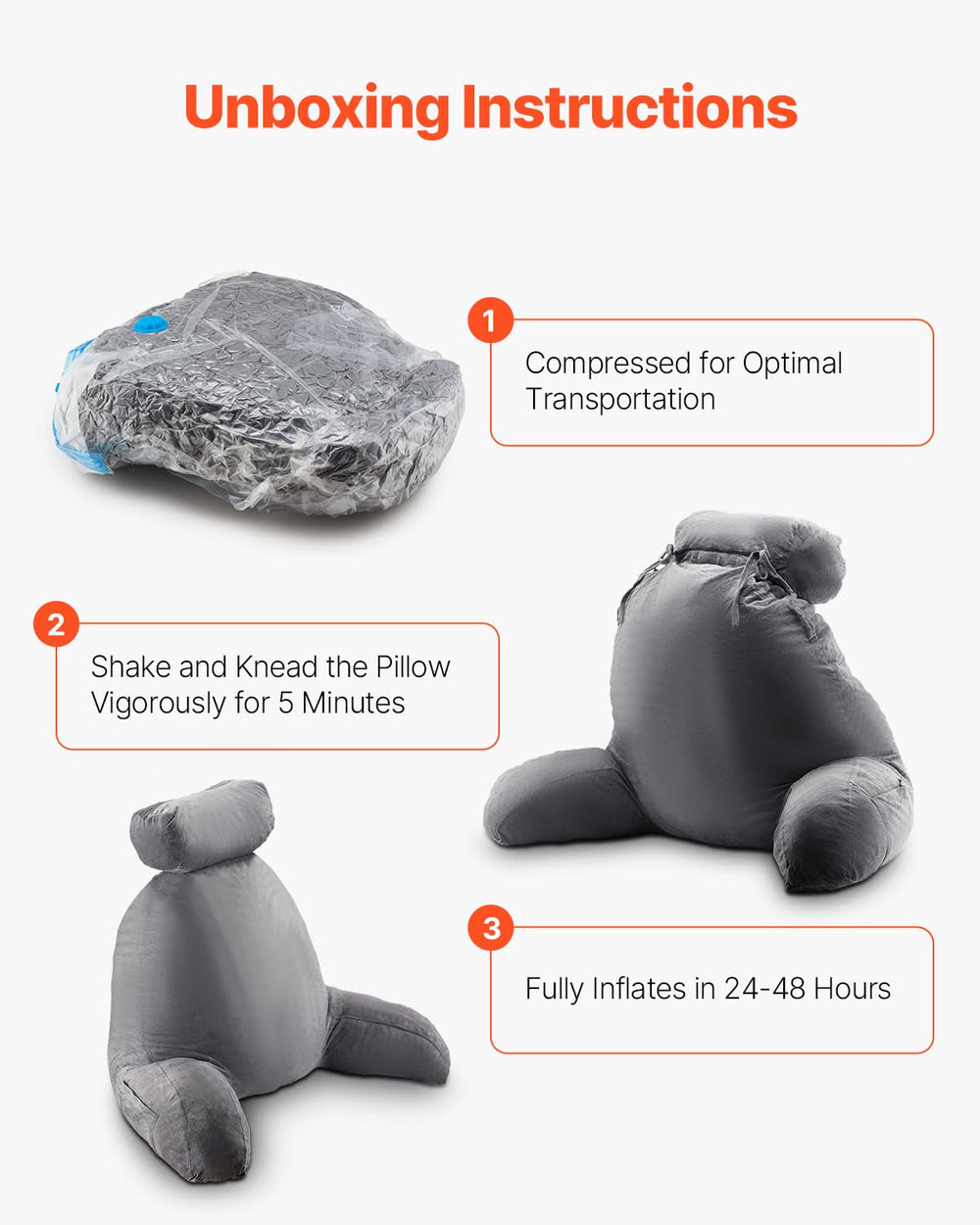 Pernă de citit VEVOR, pernă de pat (mare) cu tetieră detașabilă, pernă pentru spate cu 3 buzunare și material textil lavabil din catifea scurtă și spumă cu memorie mărunțită, lateral cu mâner, pentru vizionarea la televizor, citit, jucat