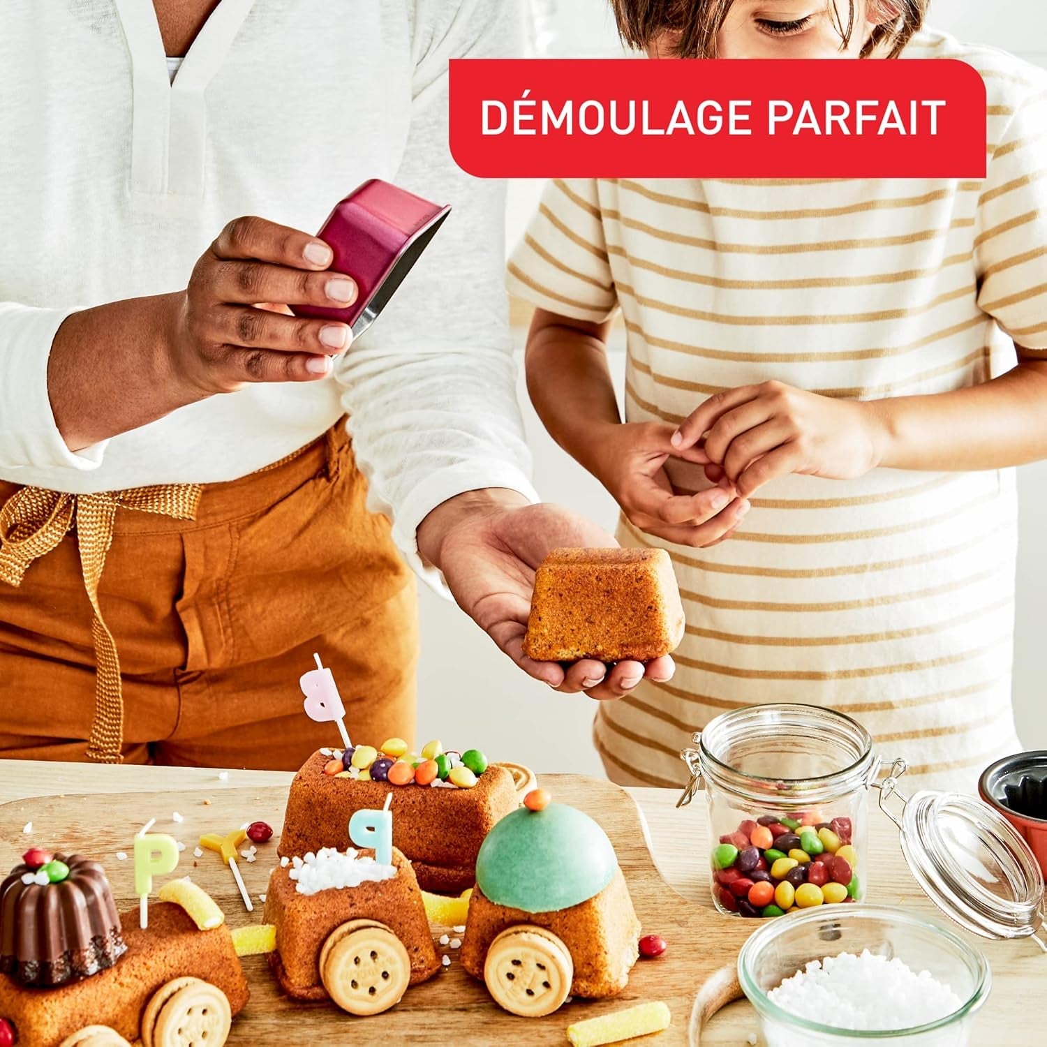 Set de 3 mulinete de madeleine Tefal Creabake J3079904 Rose