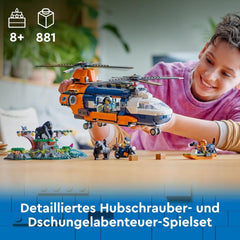 LEGO City Helikoptéra Jungle Explorer, dobrodružná hrací sada pro děti 8+, vánoční nebo narozeninový dárek pro děti, 5 minifigurek a 3 gorily 60437 Stavebnice Besuche den LEGO-Store