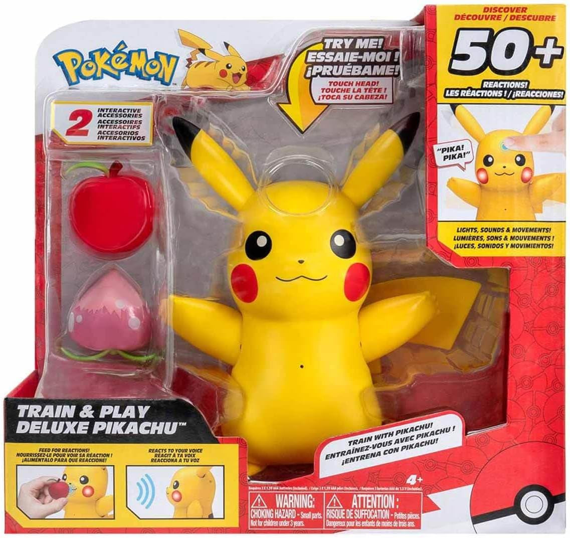 Pokémon PKW3330 - Deluxe My Partner Pikachu, Pikachu oficial cu lumină, sunet și mișcare Action figures Naty Shop