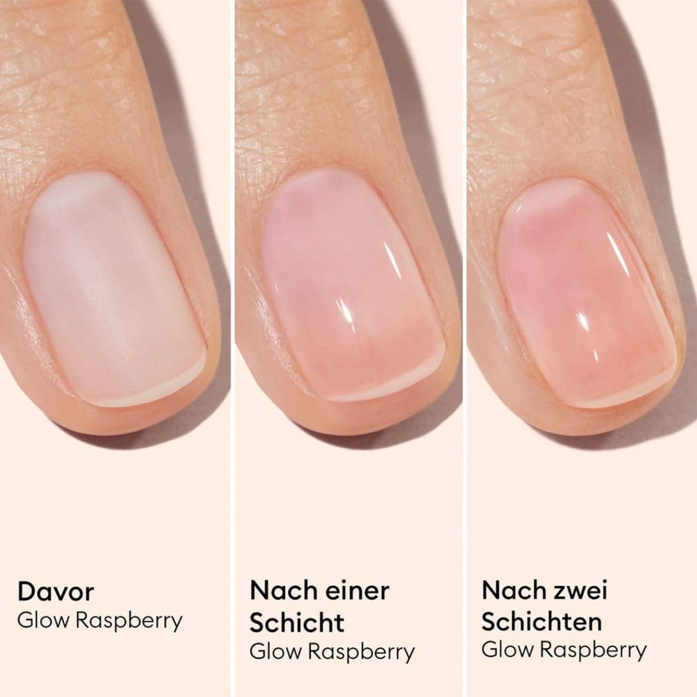 MANUCUIST Nail Care Repair Active Glow Raspberry (růžová) na bio bázi: sladké mandle, maliny, výživný a lesklý lak na nehty, transparentní růžový efekt – nahé laky na nehty