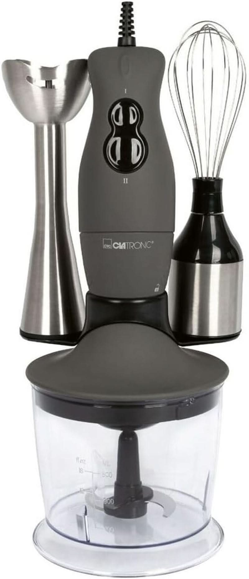 Sada stojanového mixéru Clatronic® | Mixer, Pürierstab, Zerkleinerer Aus Edelstahl | 400 Watt | 2 Geschwindigkeitsstufen | Allesschneider | Mixbehälter | Schneebesen | Multizerkleiner | SMS 3777 Kitchen Naty Shop 400 Watt