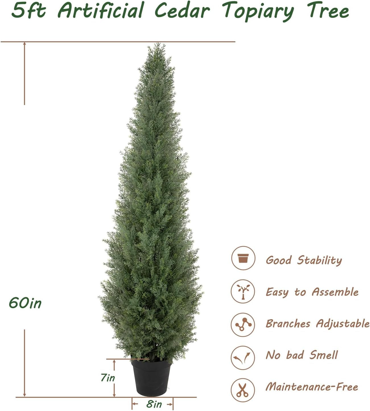 150 Cm Künstlicher Zedernbaum Uv-Beständig, Künstliche Formschnittbäume Mit Vollen Und Realistischen Blättern, Künstliche Pflanzen Für Die Eingangstür, Veranda, Terrasse, Balkon