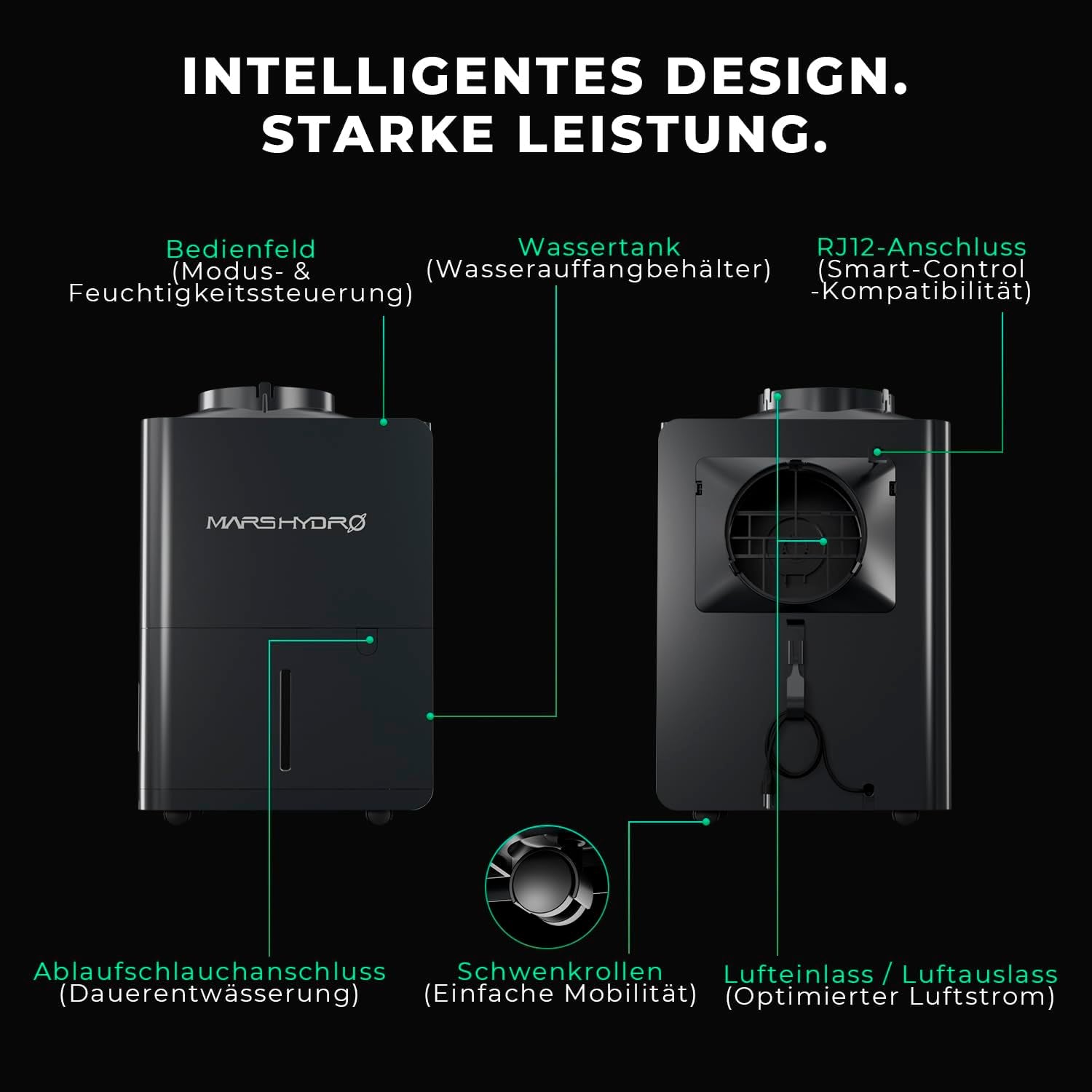 MARS HYDRO odvlhčovač, 12 l/den, automatické odmrazování, funkce časovače, pokojový odvlhčovač pro pěstební stany, sklepy a rostliny, nádrž na vodu 1,2 l