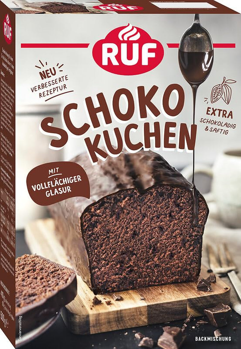 RUF Nusskuchen, Backmischung Mit Schneller Und Einfacher Zubereitung, Nussig Und Locker Mit Glasur, Als Grundlage Für Rüblikuchen, Vegan, 1 X 520G Naty Shop 500 G (1Er Pack) Schokoladenkuchen