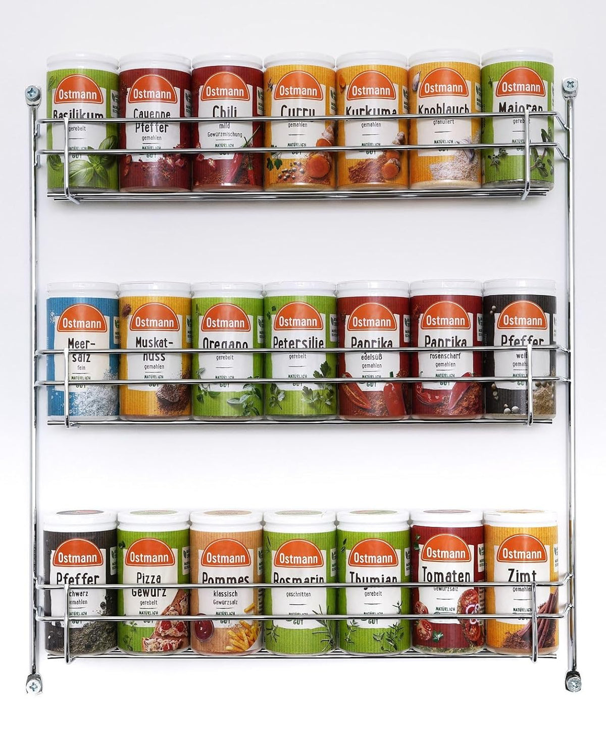 Ostmann Gewürze - gefülltes Gewürzregal mit 21 Gewürzdosen | Set aus Gewürze, Kräuter, Gewürzmischungen | zum Aufhängen | pro Schranktür | Sní: 1 kus