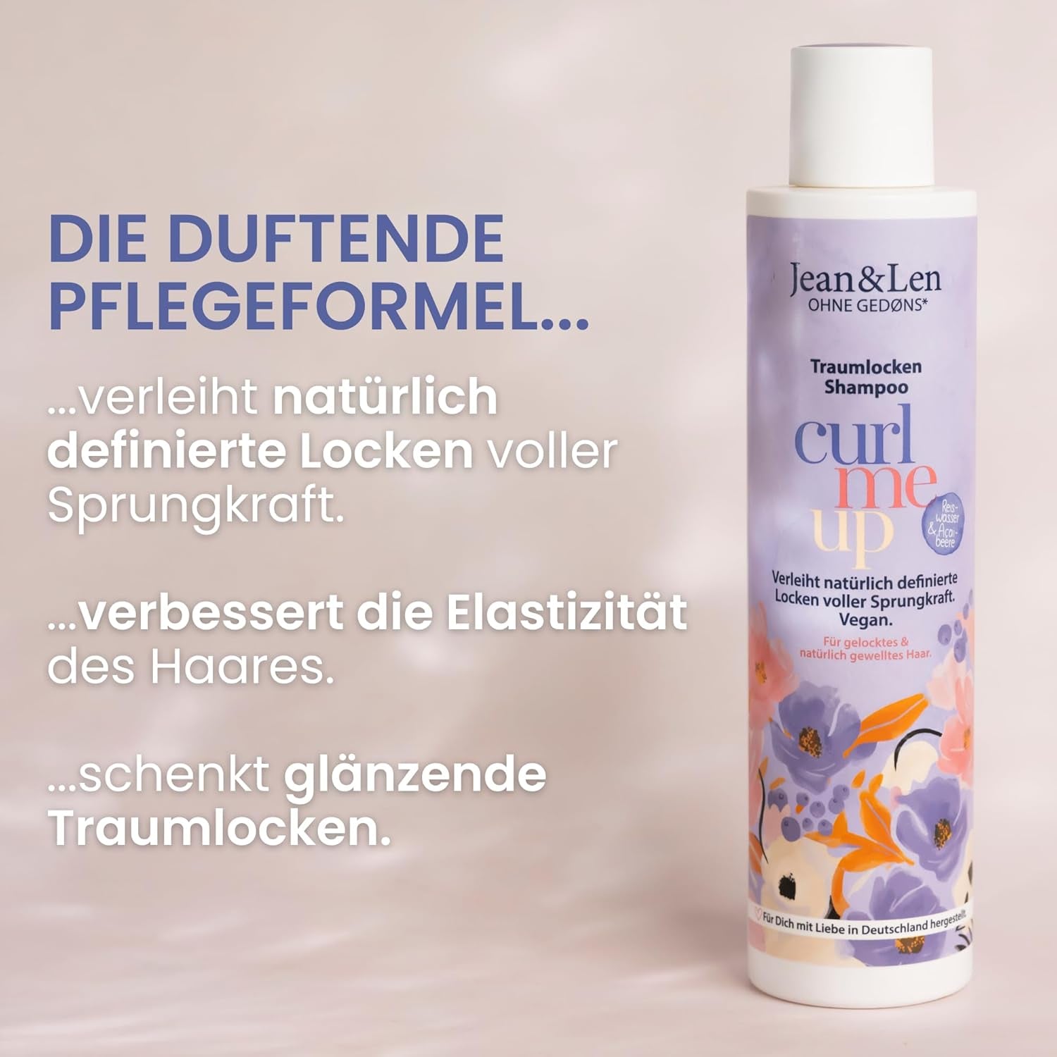 Jean & Len Dream Curls Shampoo Rice Water & Açai Berry, pro kudrnaté a vlnité vlasy, 300 ml Jean & Len