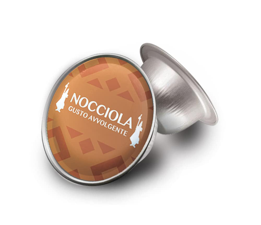 Caffè d'Italia, Schachtel mit 12 Kapseln, Haselnussgeschmack, kompatibel mit -Maschinen mit geschlossenem System, 100 prozent Aluminium (Packung mit 4)