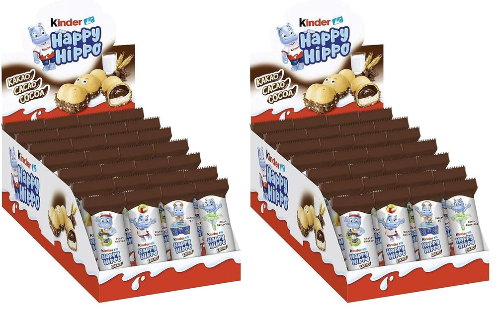 Kinder Happy Hippo Lískový ořech - Speciální křupavé oplatky s mlékem a lískooříškovým krémem - Karnevalové a Mardi Gras sladkosti - 1 balení obsahující 5 jednotlivých tyčinek po 20,7 g