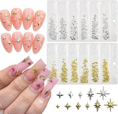 400 Pcs Stern Nail Charms Gold Silber, Charms Nägel Zubehör, Nagel Deko, Nail Art Zubehör, Nagel Charms, Nagel Steine, Nail Design, Charms Für Nägel