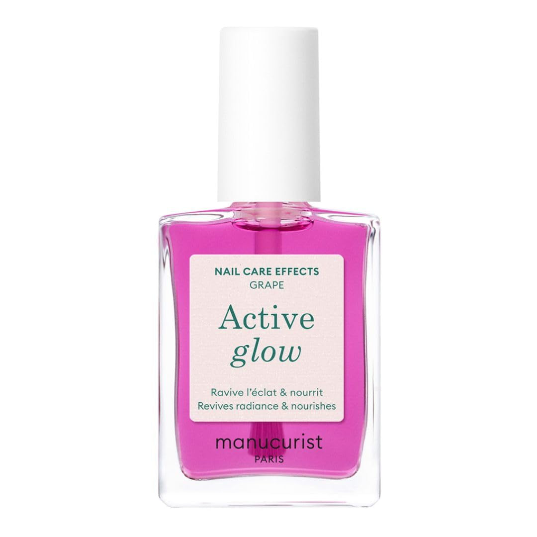 MANUCUIST Nail Care Repair Active Glow Raspberry (růžová) na bio bázi: sladké mandle, maliny, výživný a lesklý lak na nehty, transparentní růžový efekt – nahé laky na nehty