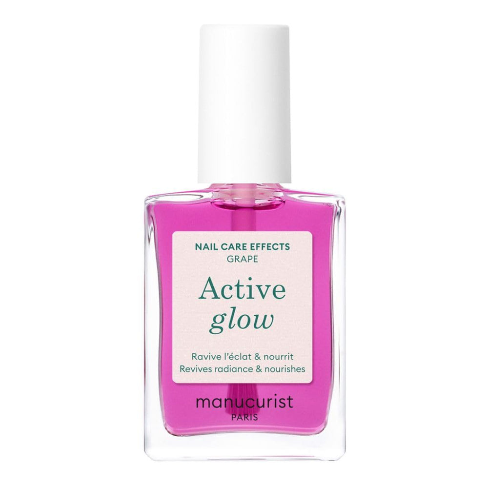 MANUCUIST Nail Care Repair Active Glow Raspberry (růžová) na bio bázi: sladké mandle, maliny, výživný a lesklý lak na nehty, transparentní růžový efekt – nahé laky na nehty