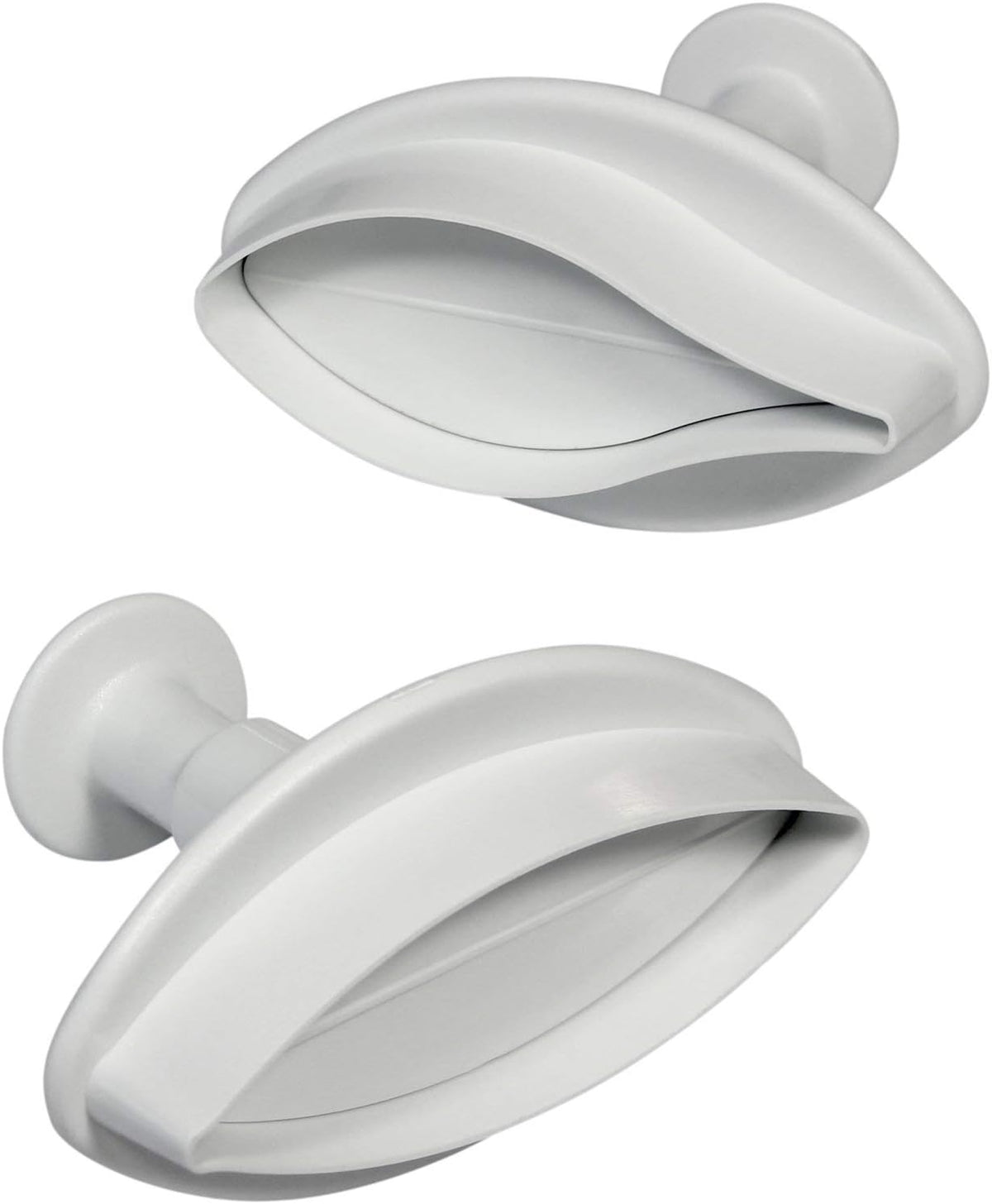 LY1002 Cutter pentru embosare cu motiv de crin cu nervuri, format mare, plastic, alb, 3 x 3 x 4 cm