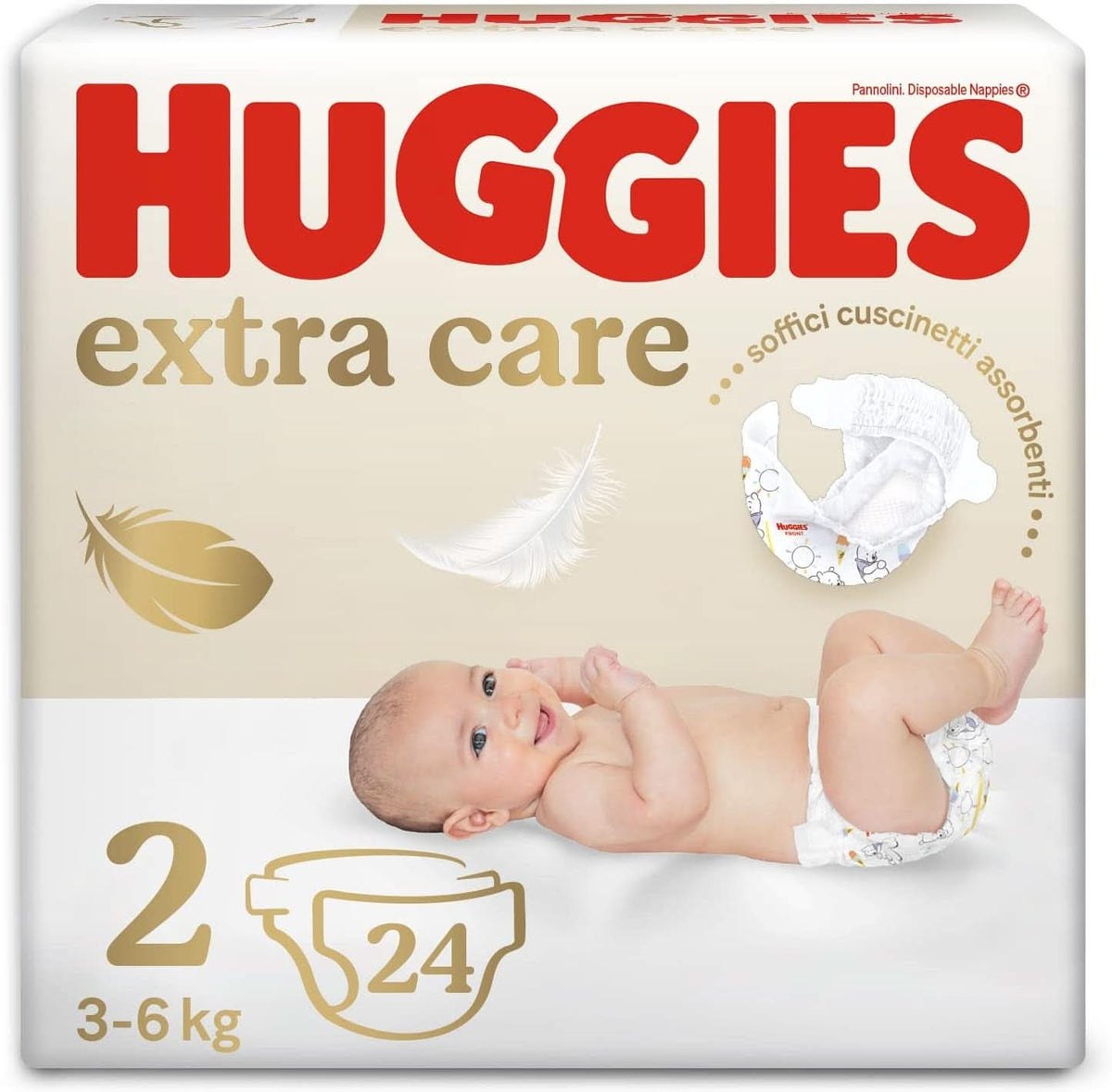 Huggies Baby, velikost 2 (3 – 6 KG), 24 plen Matka a dítě Naty Shop