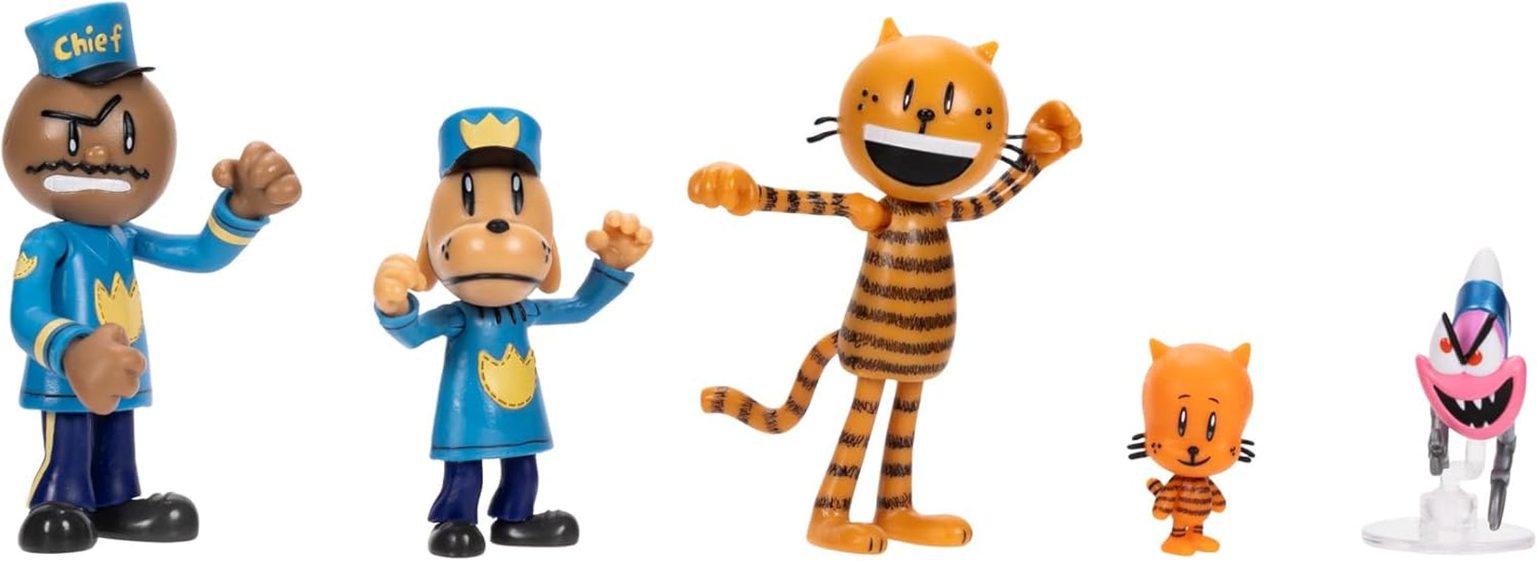 Dog Man Movie Action Figure Multipack Set de la Jakks Pacific, include figuri mobile de 6 cm - jucării inspirate din film, Lil Petey, Petey, Chief și Flippy! Action figures Naty Shop