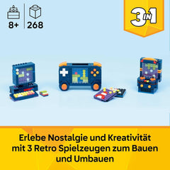 Retro herní konzole LEGO Creator 3v1 – promění se v arkádový automat nebo počítač s klávesnicí a myší – nápad na dárek pro hráče a chlapce a dívky od 8 let – 31380