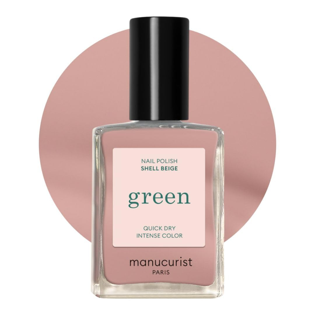 Manucurist Green - Rosy Beige Shell Beige Lak - Rychleschnoucí lak na nehty - DIY Nails - Vegan 12-Free - Rostlinná báze - Lak na nehty - Vyrobeno ve Francii