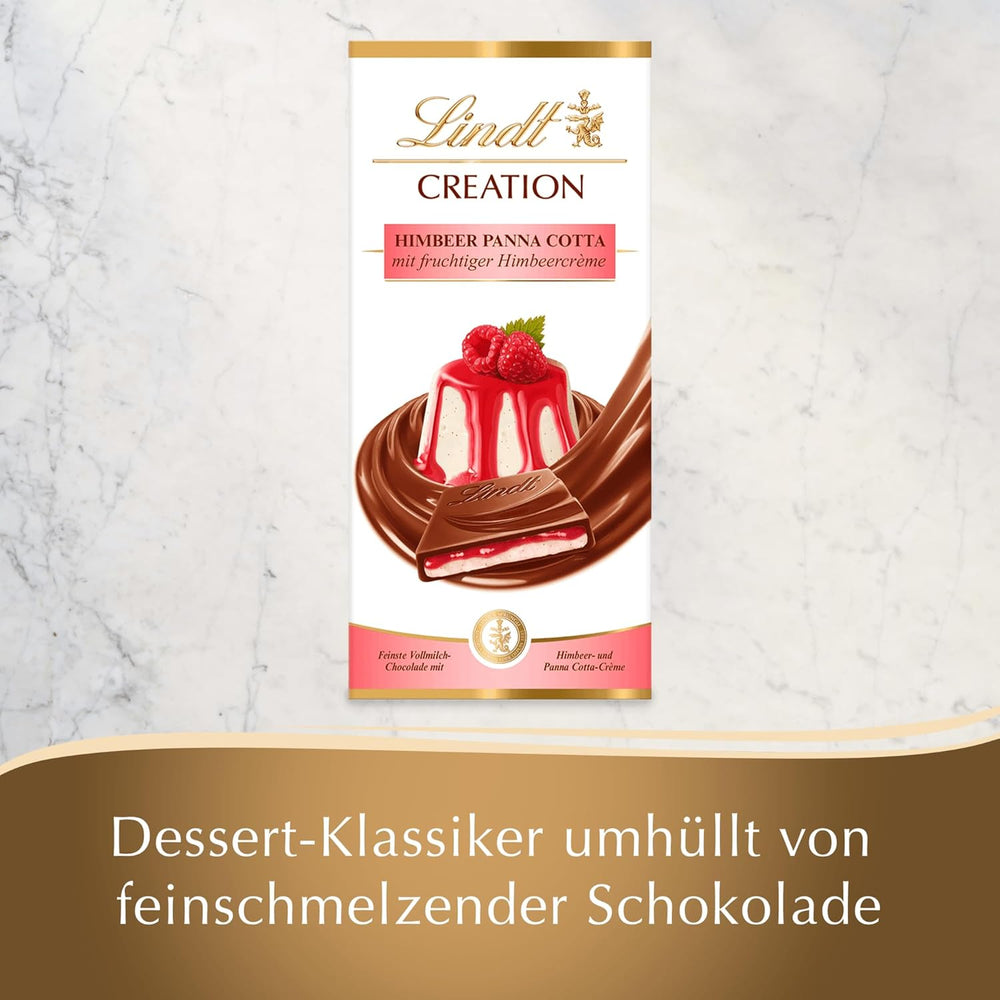 Lindt Chocolate Creation Malinová Panna Cotta, Čokoládový dárek, Čokoládová tyčinka, 150g (balení 5 ks)