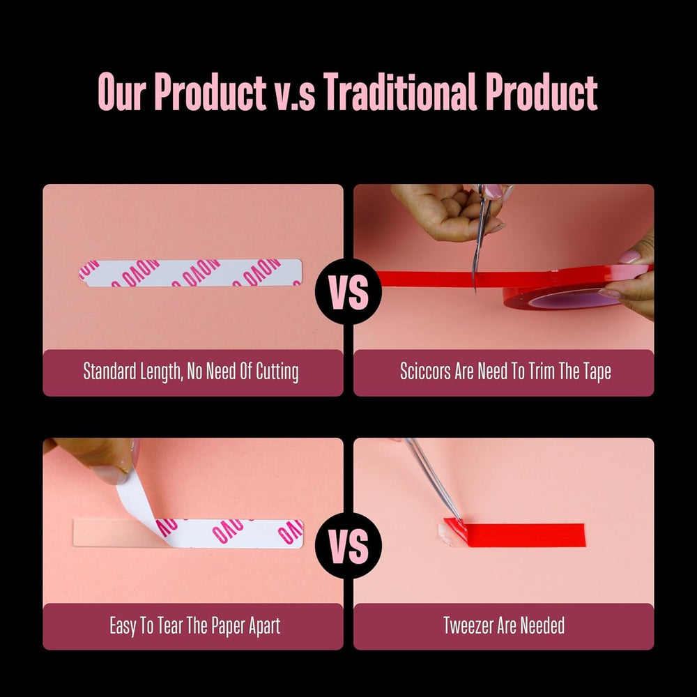 NOVO OVO 360 bucăți tablă adezivă ușor de rupt pentru afișaje de unghii prin presare, transparente, față-verso pentru atașare pentru nail art/ambalare/depozitare/practică/accesorii, 30 bucăți x 12 foi